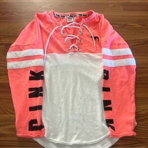 Victoria secret pink lace up sweatshirt pullover lightweight thin material soft